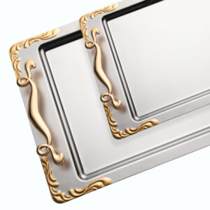 LALEZAR GOLD SANDBLAST FINISH 2 TRAY SET